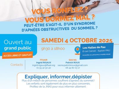 Journée Nationale des Apnées du Sommeil - 4 octobre à Pau