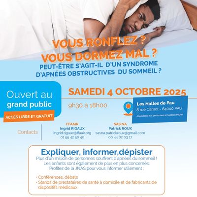 Journée Nationale des Apnées du Sommeil - 4 octobre à Pau